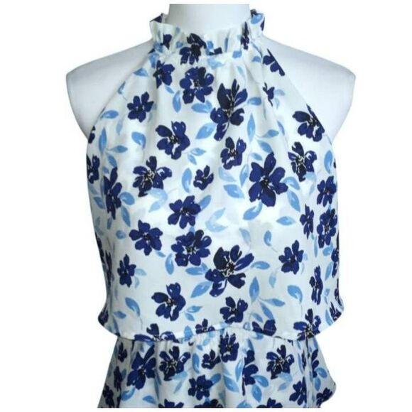 MUDPIE BLUE FLORAL PACEY FLOUNCE DRESS SZ.L NWOT. - Picture 4 of 10